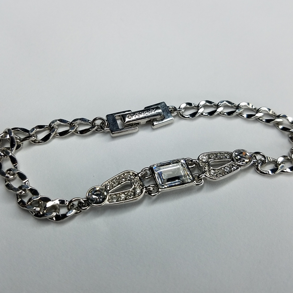 Givenchy Chainlink Crystal Bracelet Silvertone - image 4